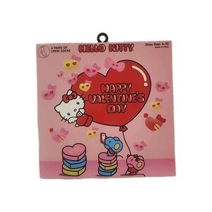 NEW / Opened Box Sanrio : Hello Kitty Valentine's Day Crew Socks (3 Pairs)